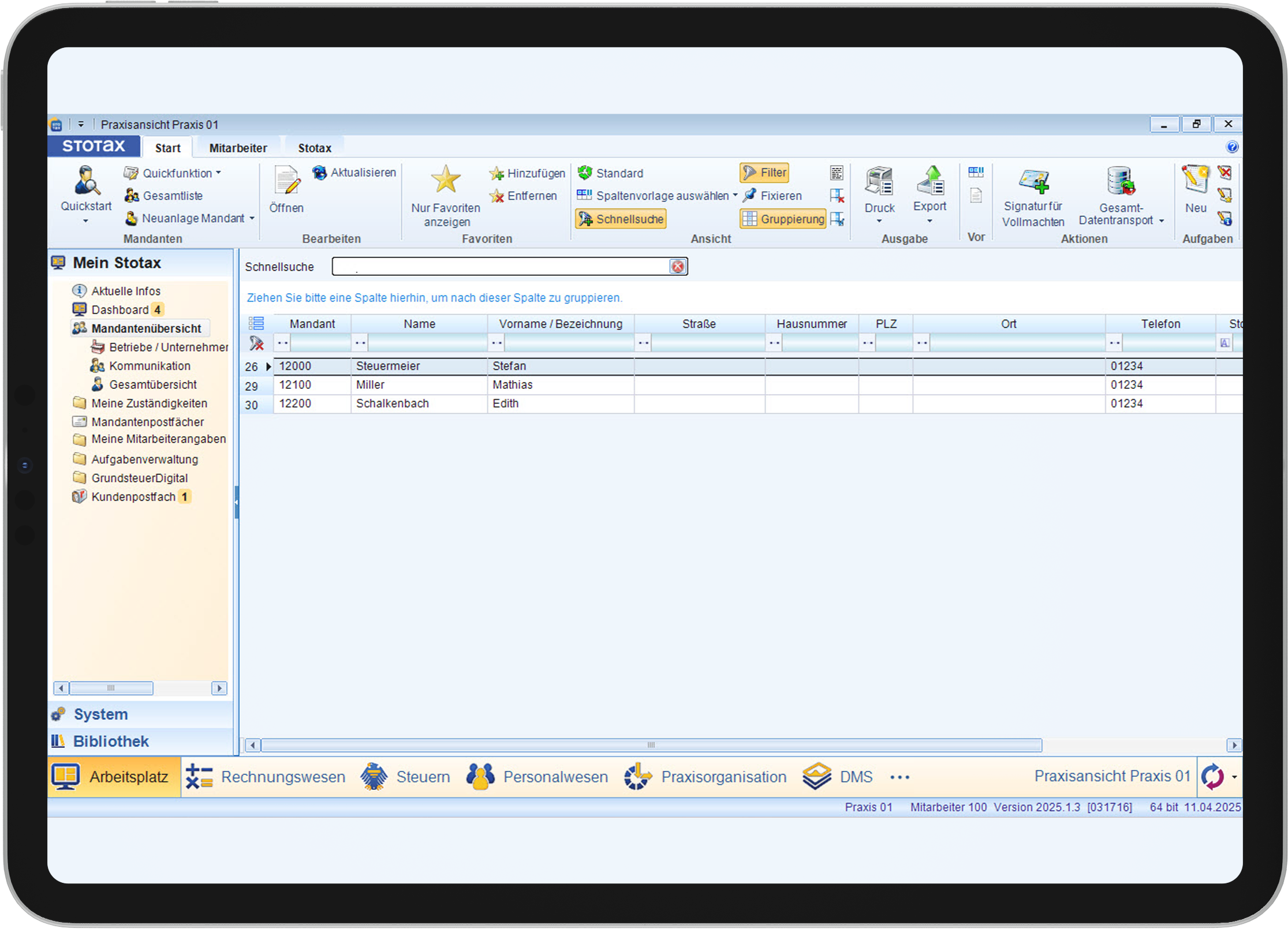 Screenshot: Mandanten verwalten